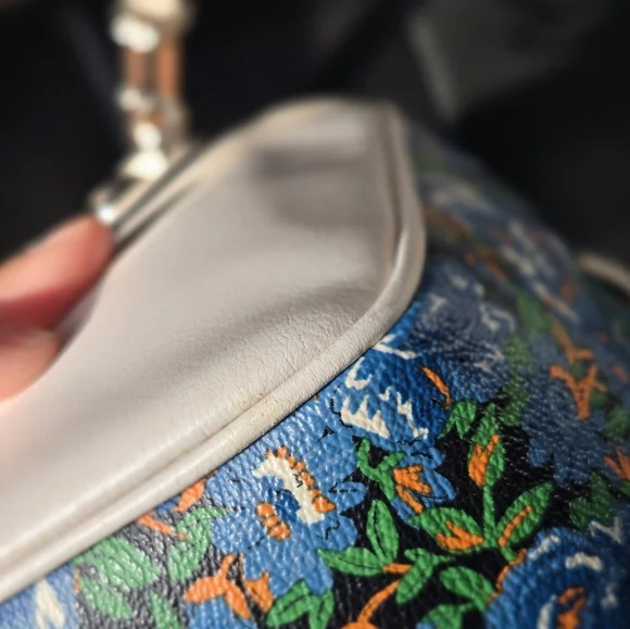 Blue and White Floral Coach Satchel - Picture 6 of 11